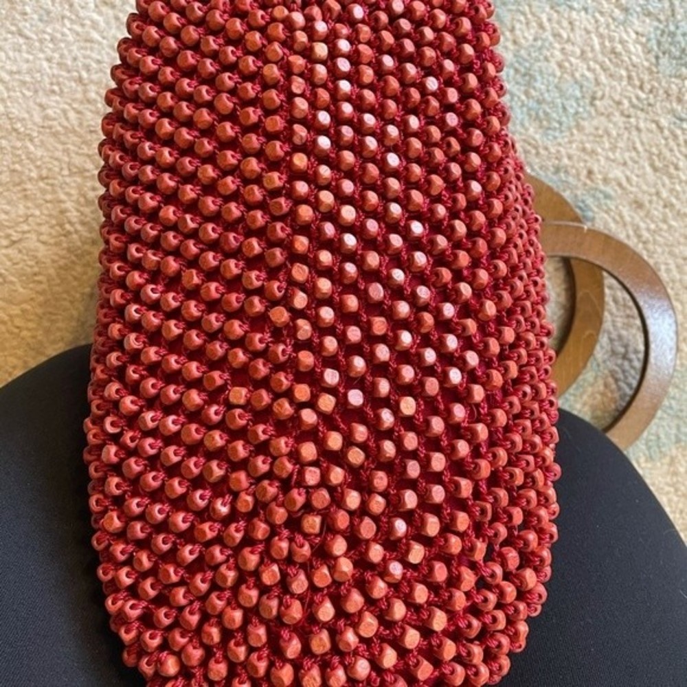 The Sak Pink Beaded Handbag with Gold Tone Ring Handles - Picture 3 of 6